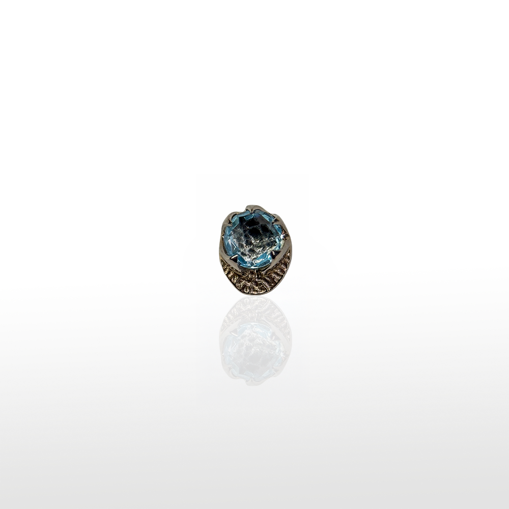 Image of Prong Set Con Detalle Oro Blanco Topacio Azul